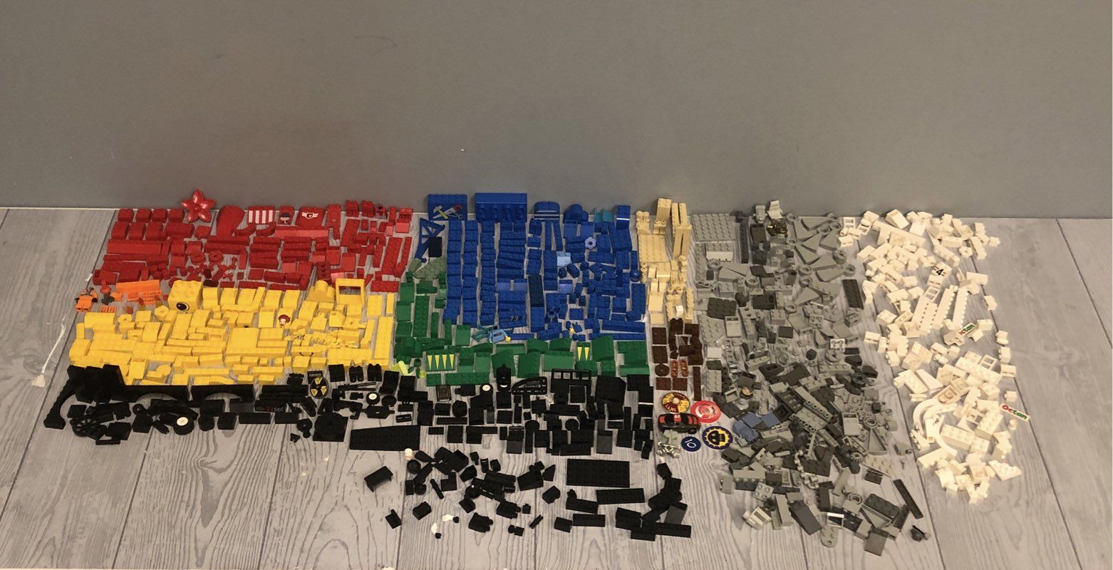 LEGO  Bulk 1.5 lbs Building Bricks Lot - Blue Red Green Yellow Black Gray White
