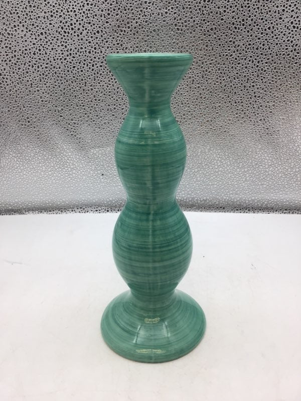 Hand Painted Favanol Made In Portland Green Ceramic Candle Stick