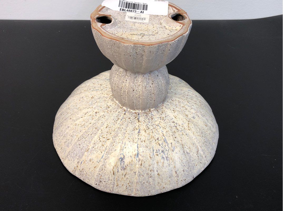 Bloomingville 8"h Stoneware Natural Gray Pedestal Fruit Bowl