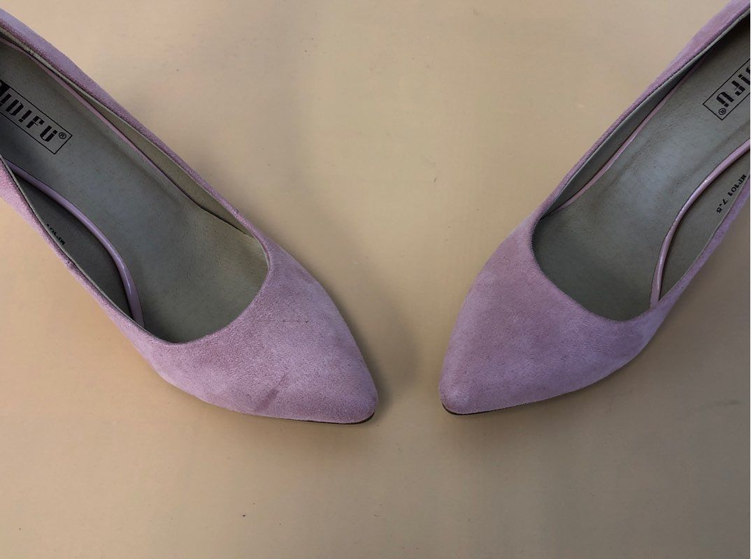Idifu Women's Lavender Suede Pointed Toe 4 Inch Heels Size 7.5