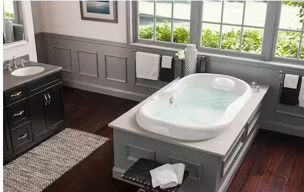 Aquatic Infinity 7 Oval Drop-In Air Bath/Whirlpool Bathtub with Heater in White