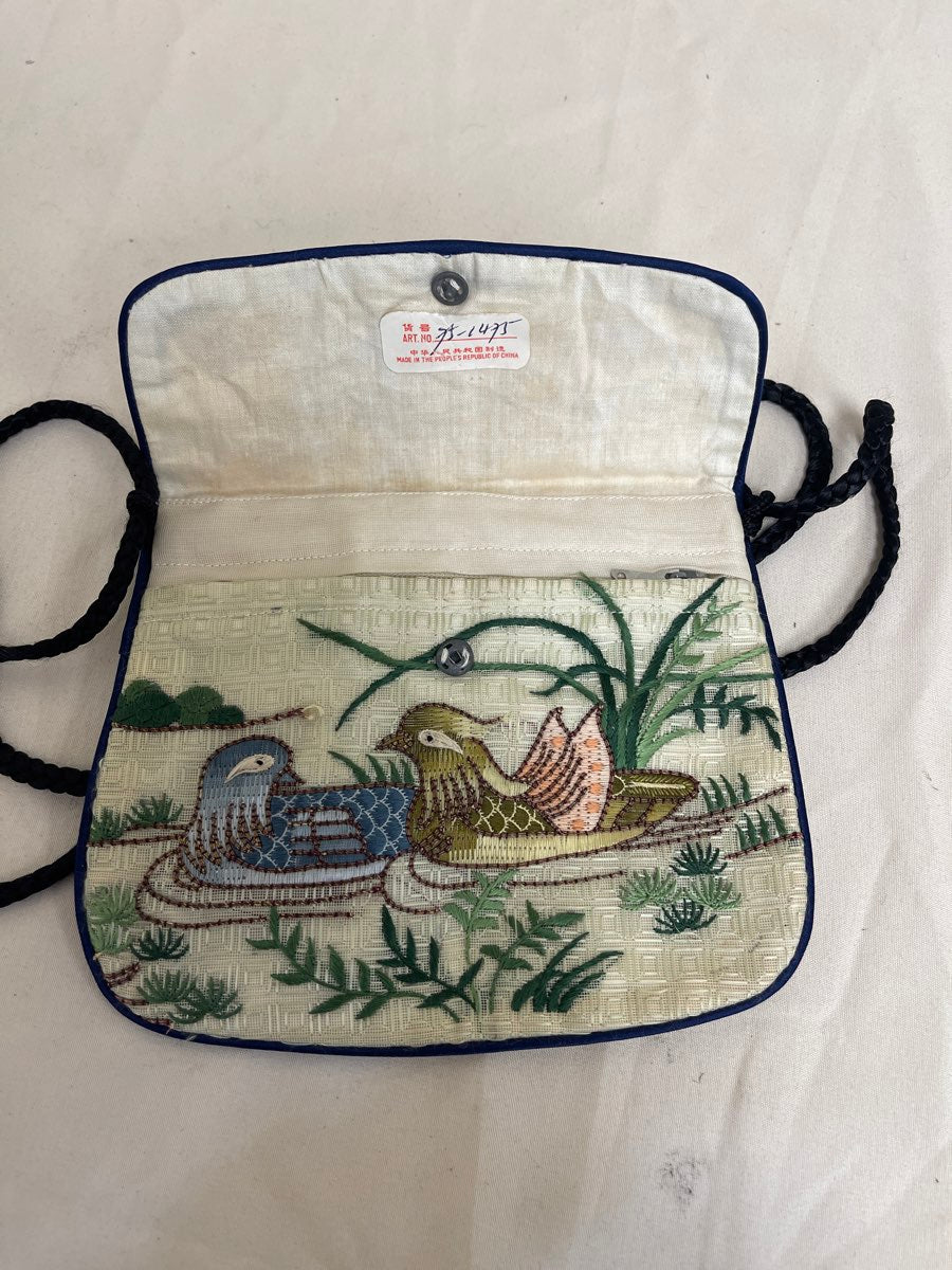 Chinese Ducks Embroidered Envelope Flap Cross Body Fashion Purse Bag