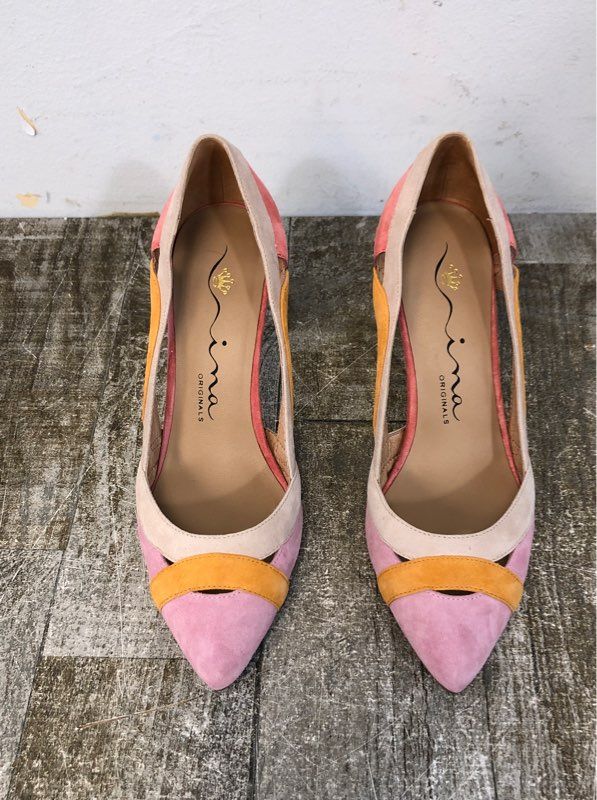 Nina Shoes Pink Color Block Pointy Toe Heel Pumps - Size 8